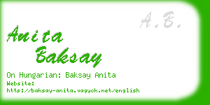 anita baksay business card